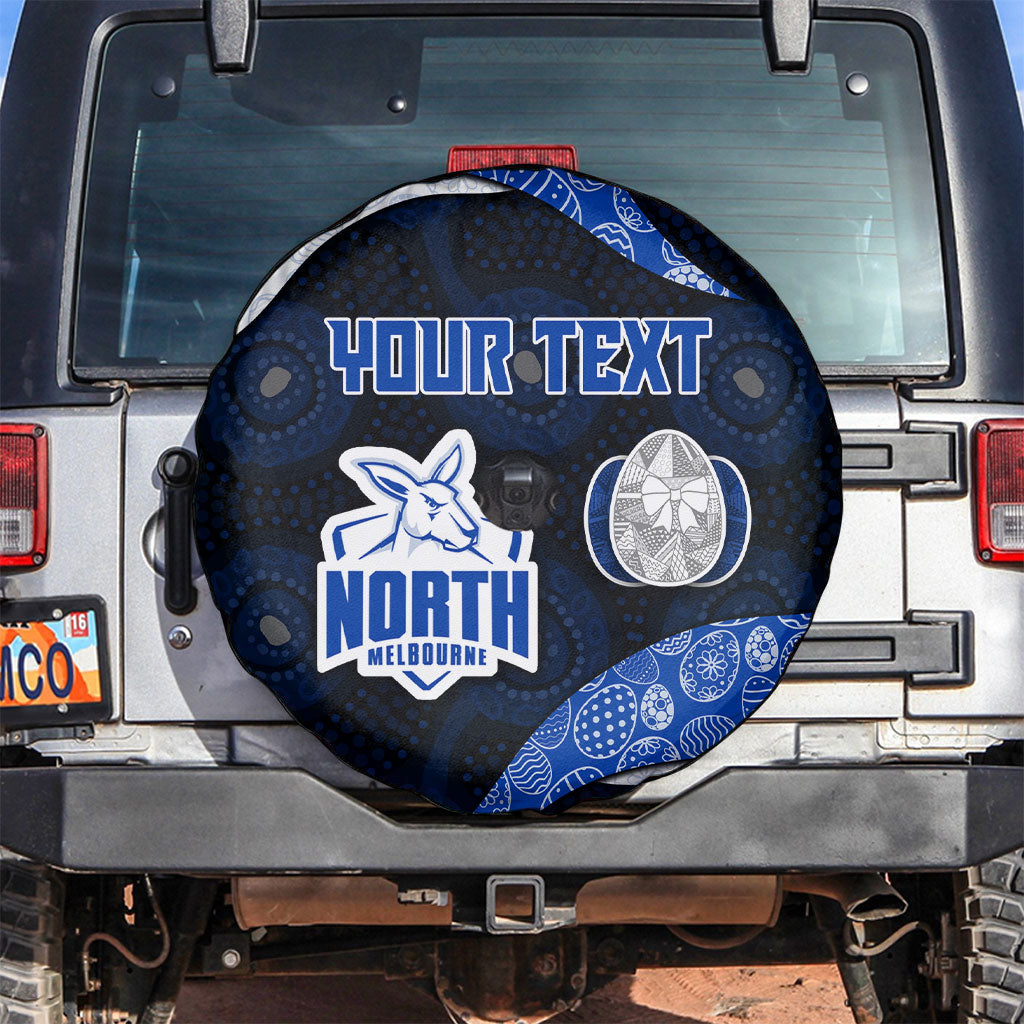 Personalized North Melbourne Football Spare Tire Cover Easter Egg Pattern Blue White Tribal Dot Art Style