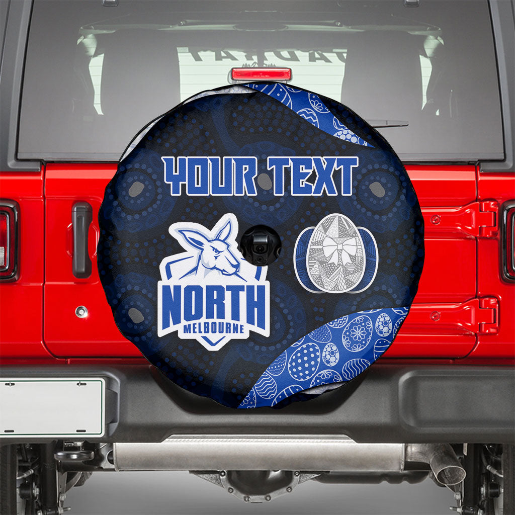 Personalized North Melbourne Football Spare Tire Cover Easter Egg Pattern Blue White Tribal Dot Art Style