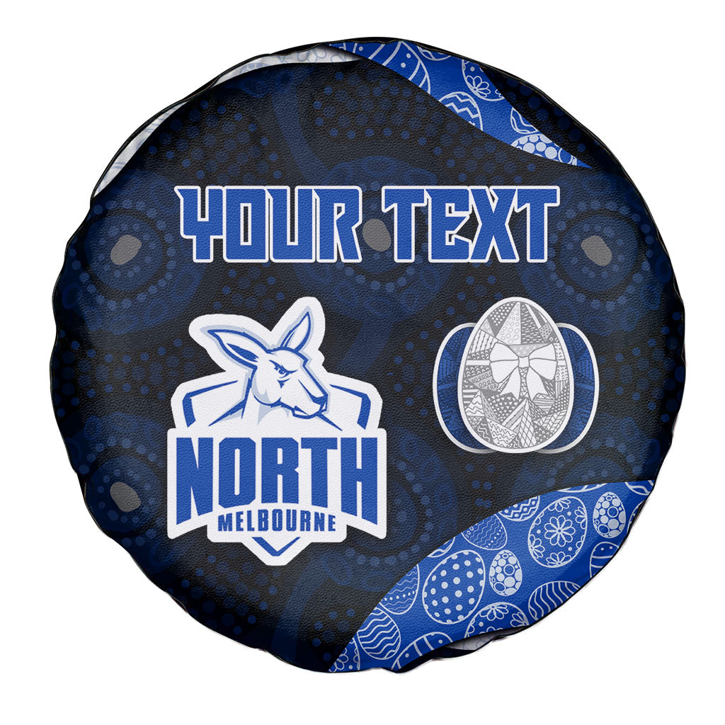 Personalized North Melbourne Football Spare Tire Cover Easter Egg Pattern Blue White Tribal Dot Art Style