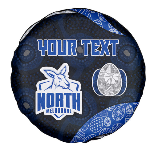 Personalized North Melbourne Football Spare Tire Cover Easter Egg Pattern Blue White Tribal Dot Art Style