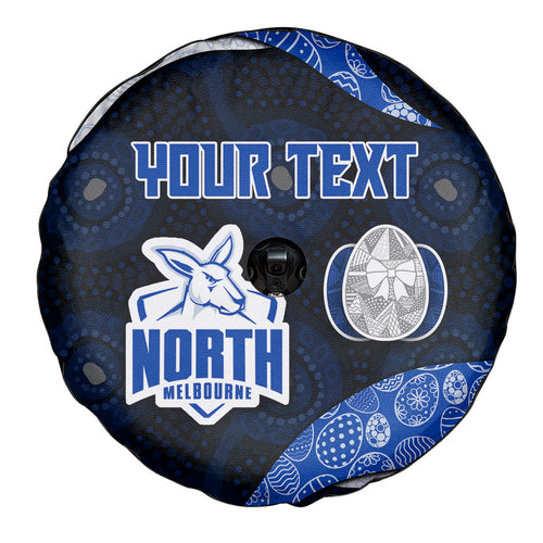 Personalized North Melbourne Football Spare Tire Cover Easter Egg Pattern Blue White Tribal Dot Art Style