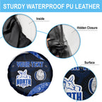 Personalized North Melbourne Football Spare Tire Cover Easter Egg Pattern Blue White Tribal Dot Art Style