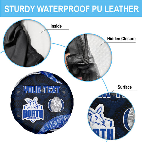 Personalized North Melbourne Football Spare Tire Cover Easter Egg Pattern Blue White Tribal Dot Art Style