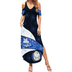 Personalized North Melbourne Football Summer Maxi Dress Easter Egg Pattern Blue White Tribal Dot Art Style