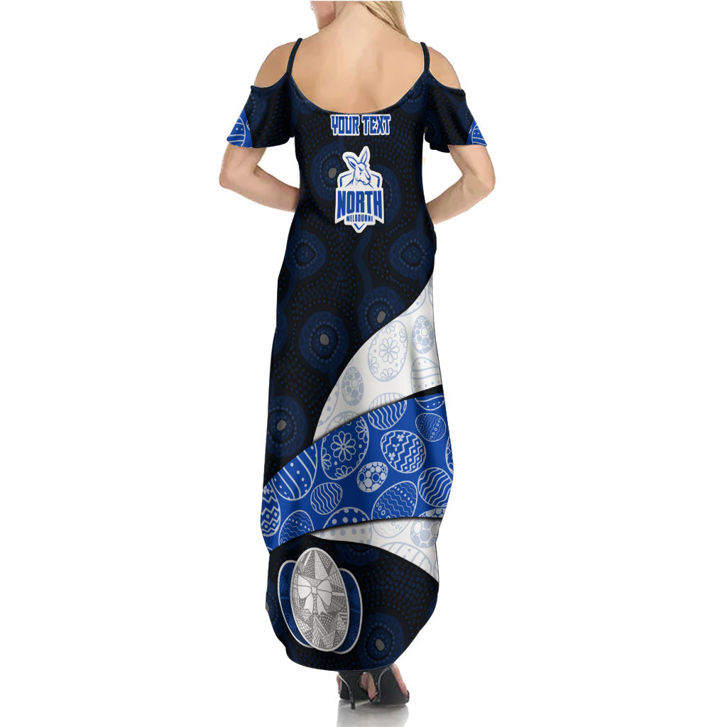 Personalized North Melbourne Football Summer Maxi Dress Easter Egg Pattern Blue White Tribal Dot Art Style