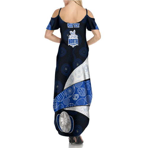 Personalized North Melbourne Football Summer Maxi Dress Easter Egg Pattern Blue White Tribal Dot Art Style