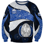 Personalized North Melbourne Football Sweatshirt Easter Egg Pattern Blue White Tribal Dot Art Style
