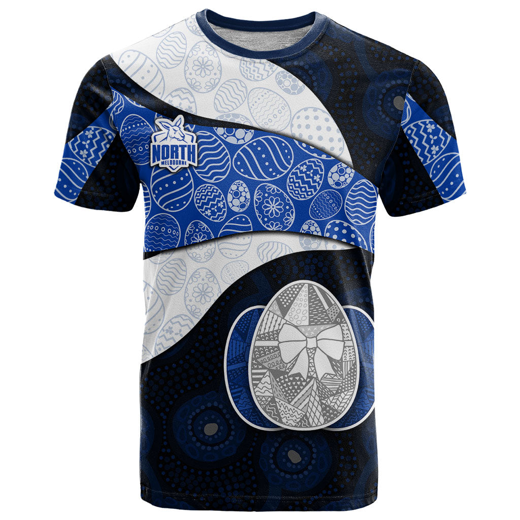 Personalized North Melbourne Football T Shirt Easter Egg Pattern Blue White Tribal Dot Art Style