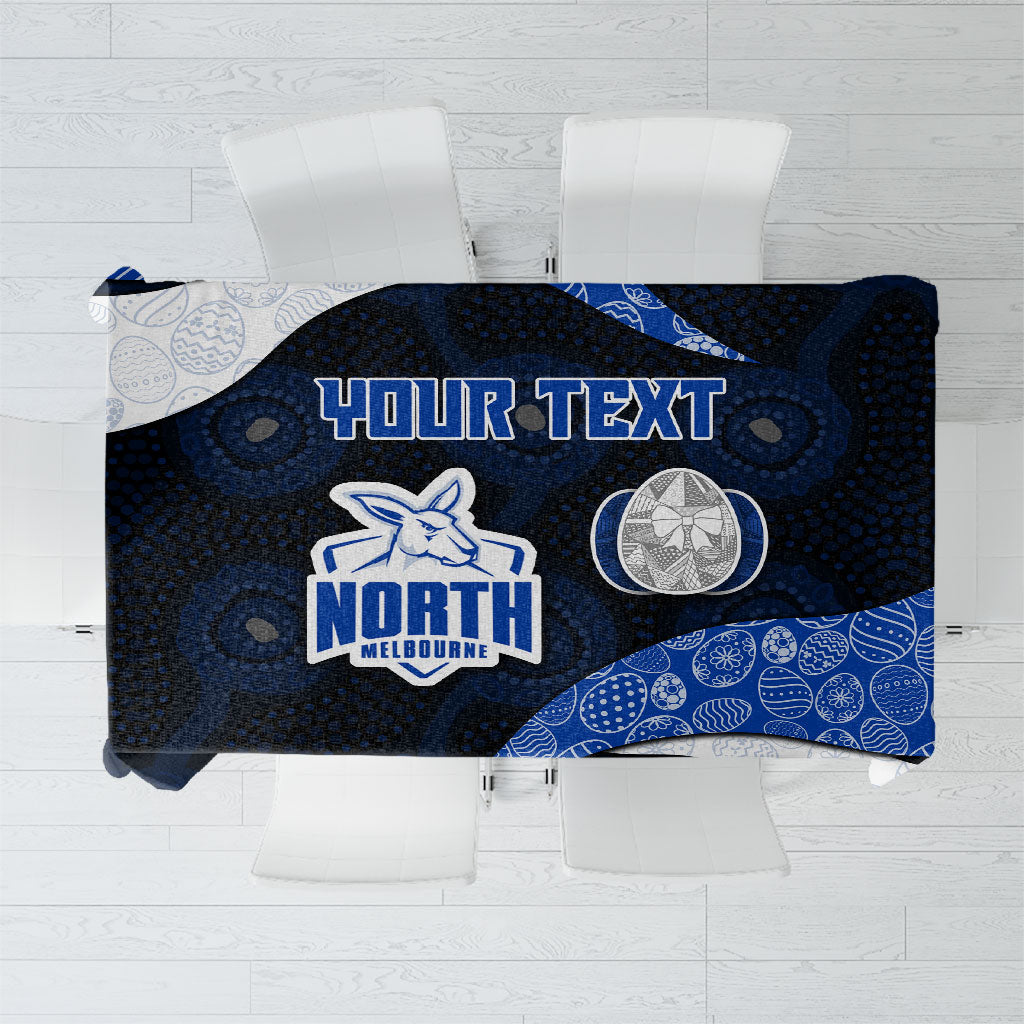 Personalized North Melbourne Football Tablecloth Easter Egg Pattern Blue White Tribal Dot Art Style