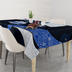 Personalized North Melbourne Football Tablecloth Easter Egg Pattern Blue White Tribal Dot Art Style