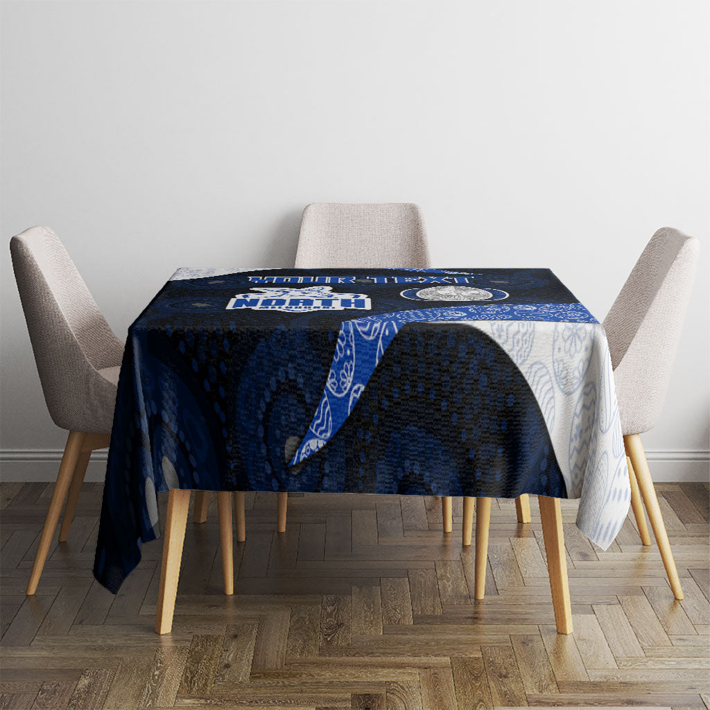 Personalized North Melbourne Football Tablecloth Easter Egg Pattern Blue White Tribal Dot Art Style