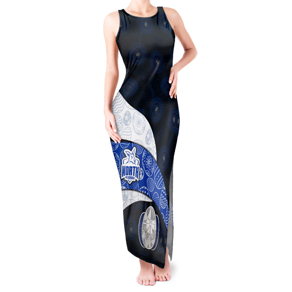 Personalized North Melbourne Football Tank Maxi Dress Easter Egg Pattern Blue White Tribal Dot Art Style
