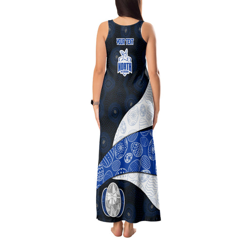 Personalized North Melbourne Football Tank Maxi Dress Easter Egg Pattern Blue White Tribal Dot Art Style