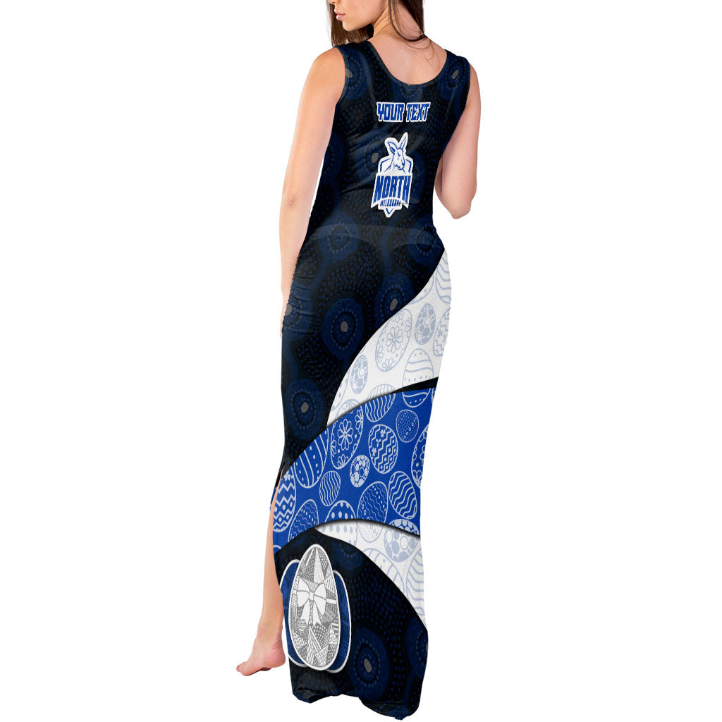 Personalized North Melbourne Football Tank Maxi Dress Easter Egg Pattern Blue White Tribal Dot Art Style