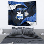Personalized North Melbourne Football Tapestry Easter Egg Pattern Blue White Tribal Dot Art Style