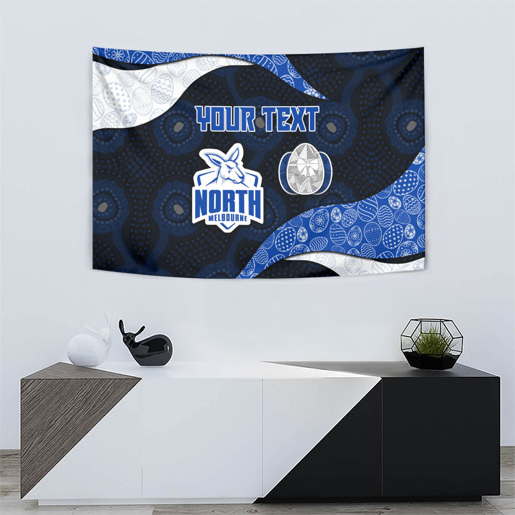 Personalized North Melbourne Football Tapestry Easter Egg Pattern Blue White Tribal Dot Art Style