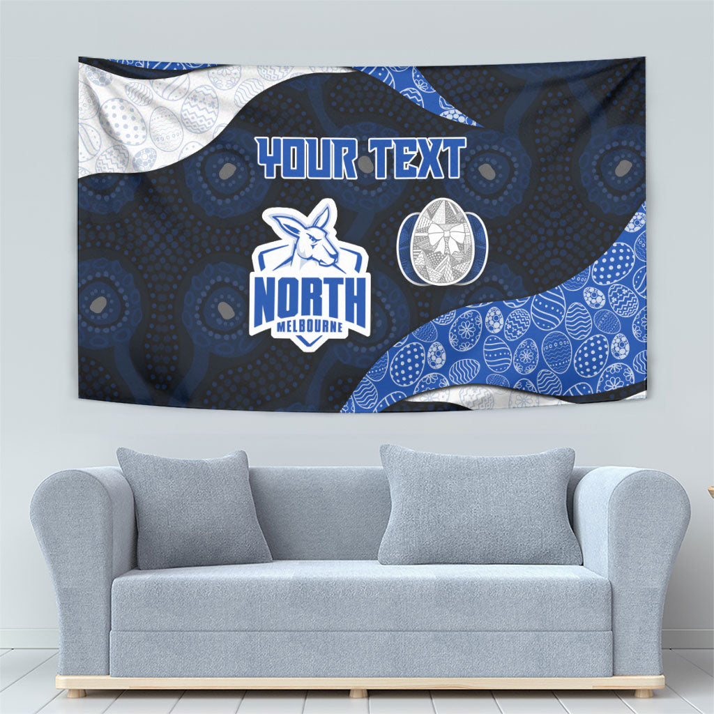 Personalized North Melbourne Football Tapestry Easter Egg Pattern Blue White Tribal Dot Art Style