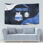 Personalized North Melbourne Football Tapestry Easter Egg Pattern Blue White Tribal Dot Art Style