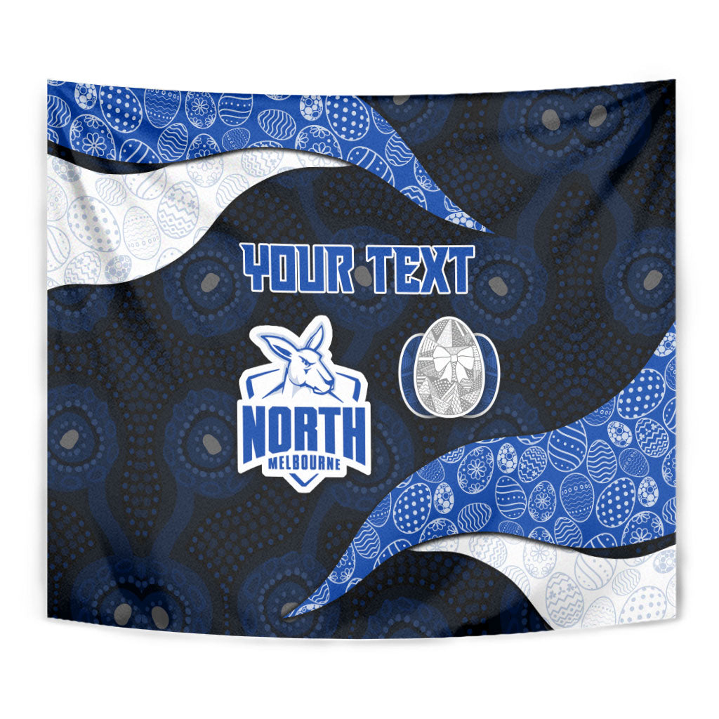 Personalized North Melbourne Football Tapestry Easter Egg Pattern Blue White Tribal Dot Art Style