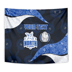 Personalized North Melbourne Football Tapestry Easter Egg Pattern Blue White Tribal Dot Art Style