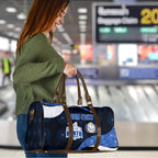 Personalized North Melbourne Football Travel Bag Easter Egg Pattern Blue White Tribal Dot Art Style