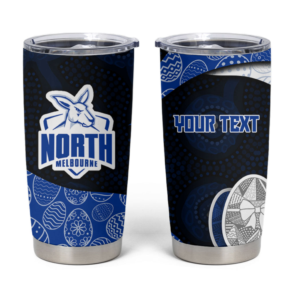 Personalized North Melbourne Football Tumbler Cup Easter Egg Pattern Blue White Tribal Dot Art Style