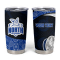 Personalized North Melbourne Football Tumbler Cup Easter Egg Pattern Blue White Tribal Dot Art Style