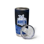 Personalized North Melbourne Football Tumbler Cup Easter Egg Pattern Blue White Tribal Dot Art Style