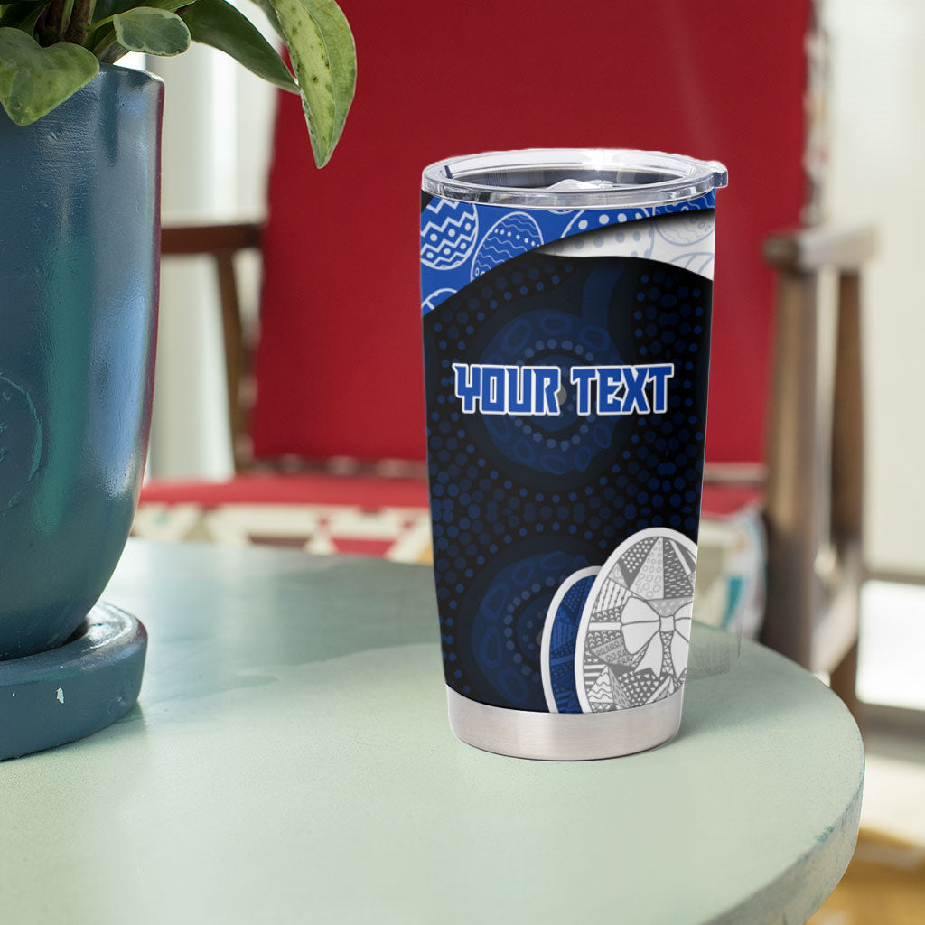 Personalized North Melbourne Football Tumbler Cup Easter Egg Pattern Blue White Tribal Dot Art Style