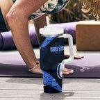 Personalized North Melbourne Football Tumbler With Handle Easter Egg Pattern Blue White Tribal Dot Art Style