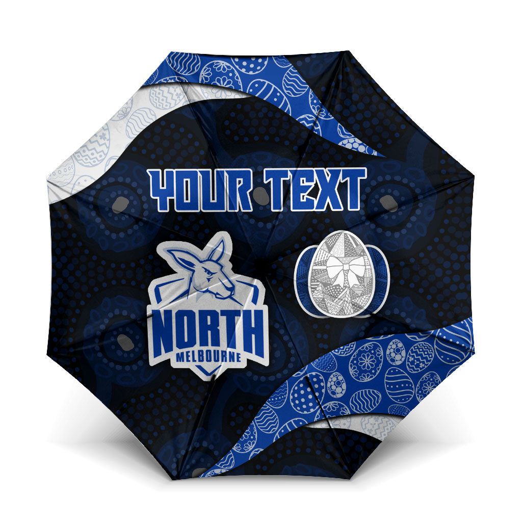 Personalized North Melbourne Football Umbrella Easter Egg Pattern Blue White Tribal Dot Art Style
