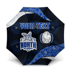 Personalized North Melbourne Football Umbrella Easter Egg Pattern Blue White Tribal Dot Art Style