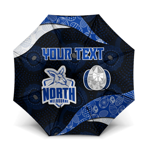 Personalized North Melbourne Football Umbrella Easter Egg Pattern Blue White Tribal Dot Art Style