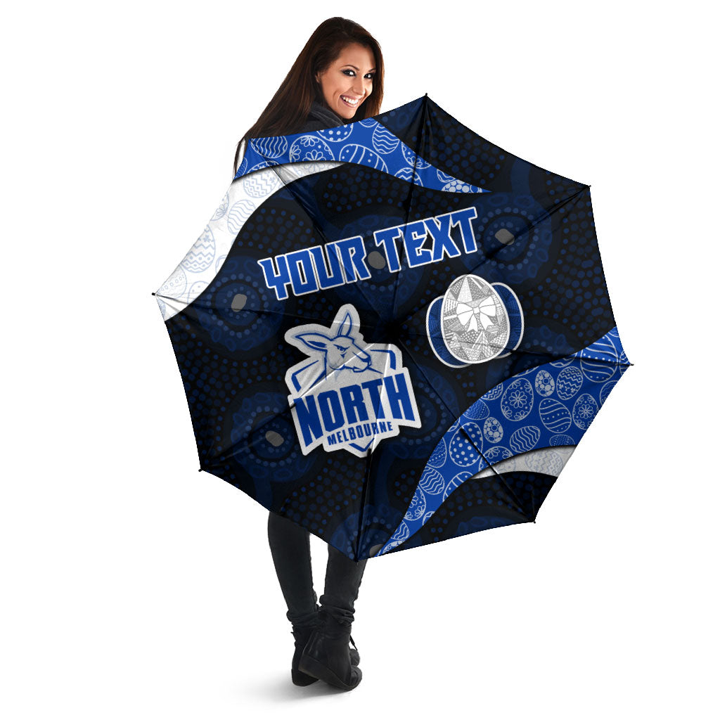 Personalized North Melbourne Football Umbrella Easter Egg Pattern Blue White Tribal Dot Art Style