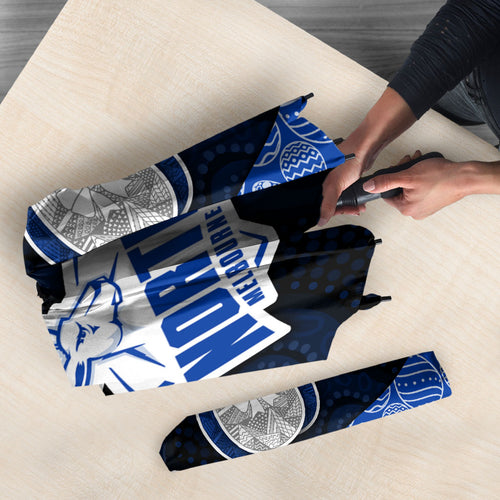 Personalized North Melbourne Football Umbrella Easter Egg Pattern Blue White Tribal Dot Art Style