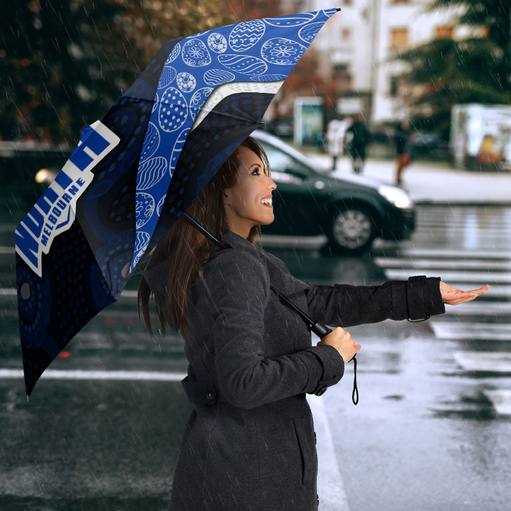 Personalized North Melbourne Football Umbrella Easter Egg Pattern Blue White Tribal Dot Art Style