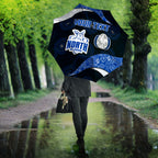 Personalized North Melbourne Football Umbrella Easter Egg Pattern Blue White Tribal Dot Art Style