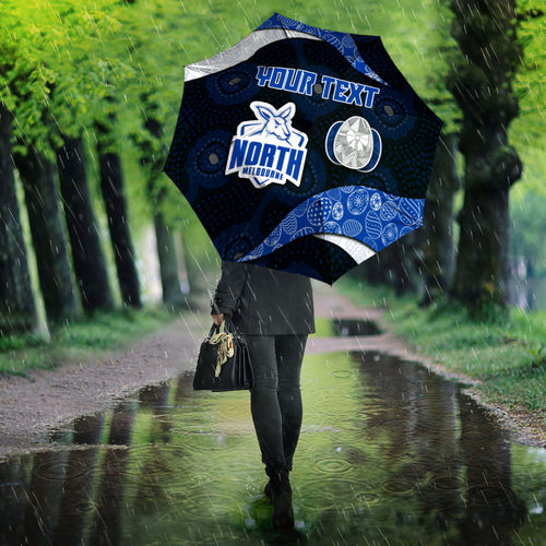Personalized North Melbourne Football Umbrella Easter Egg Pattern Blue White Tribal Dot Art Style