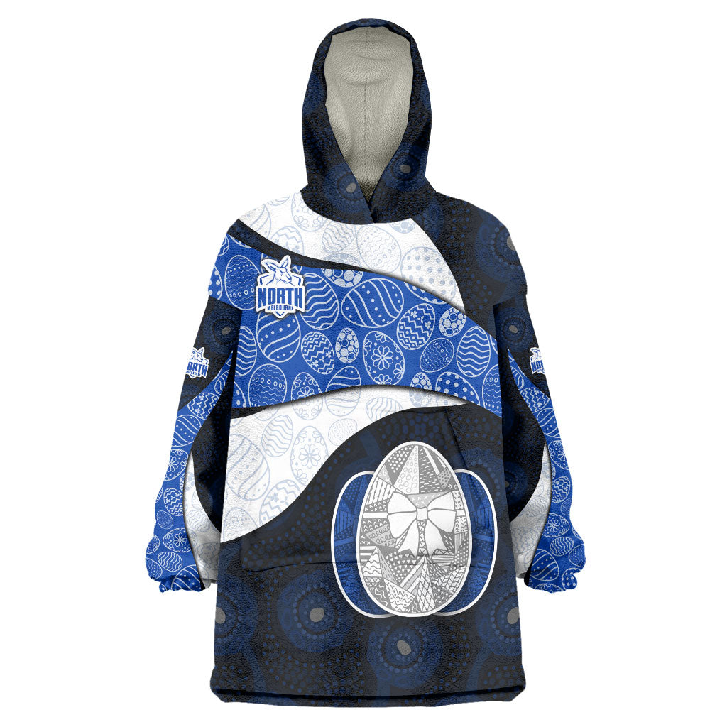 Personalized North Melbourne Football Wearable Blanket Hoodie Easter Egg Pattern Blue White Tribal Dot Art Style