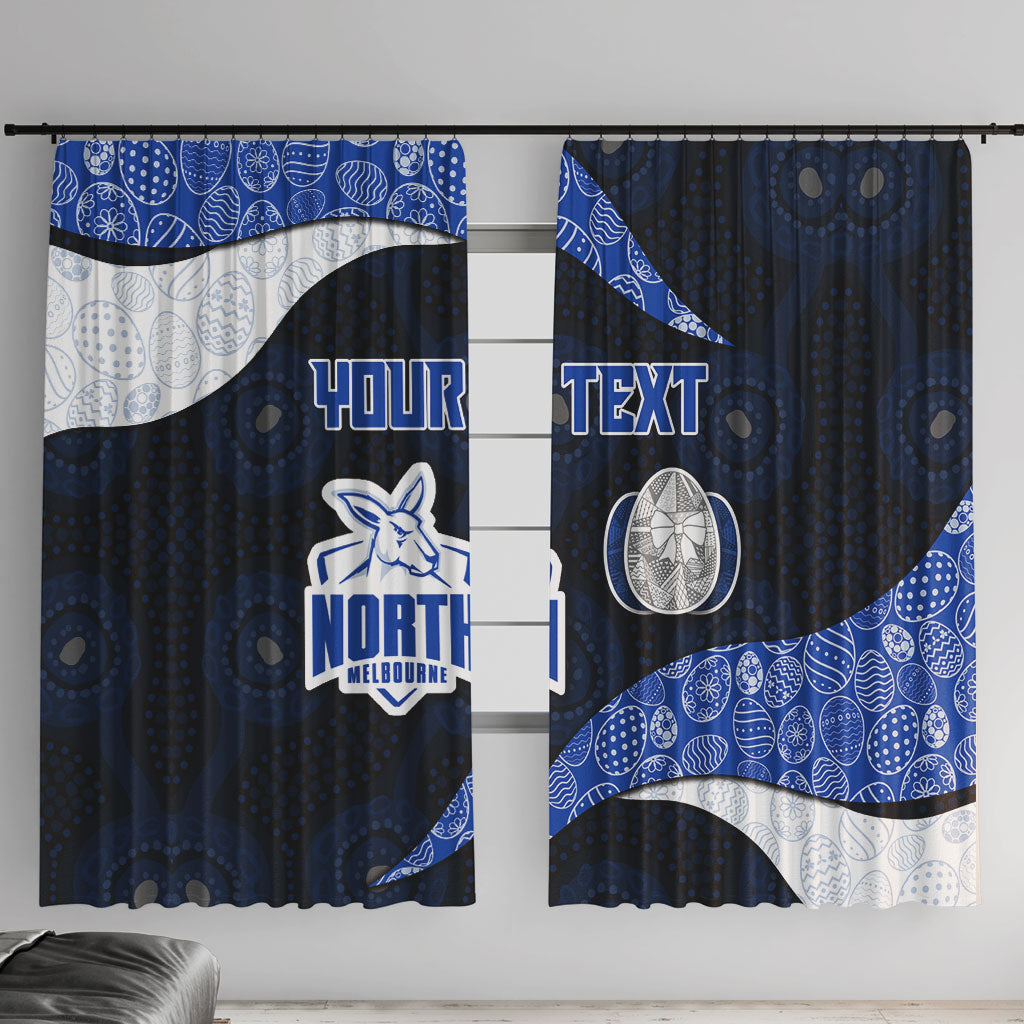 Personalized North Melbourne Football Window Curtain Easter Egg Pattern Blue White Tribal Dot Art Style