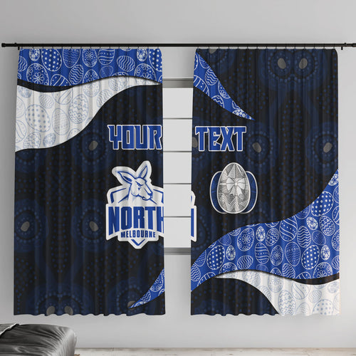 Personalized North Melbourne Football Window Curtain Easter Egg Pattern Blue White Tribal Dot Art Style