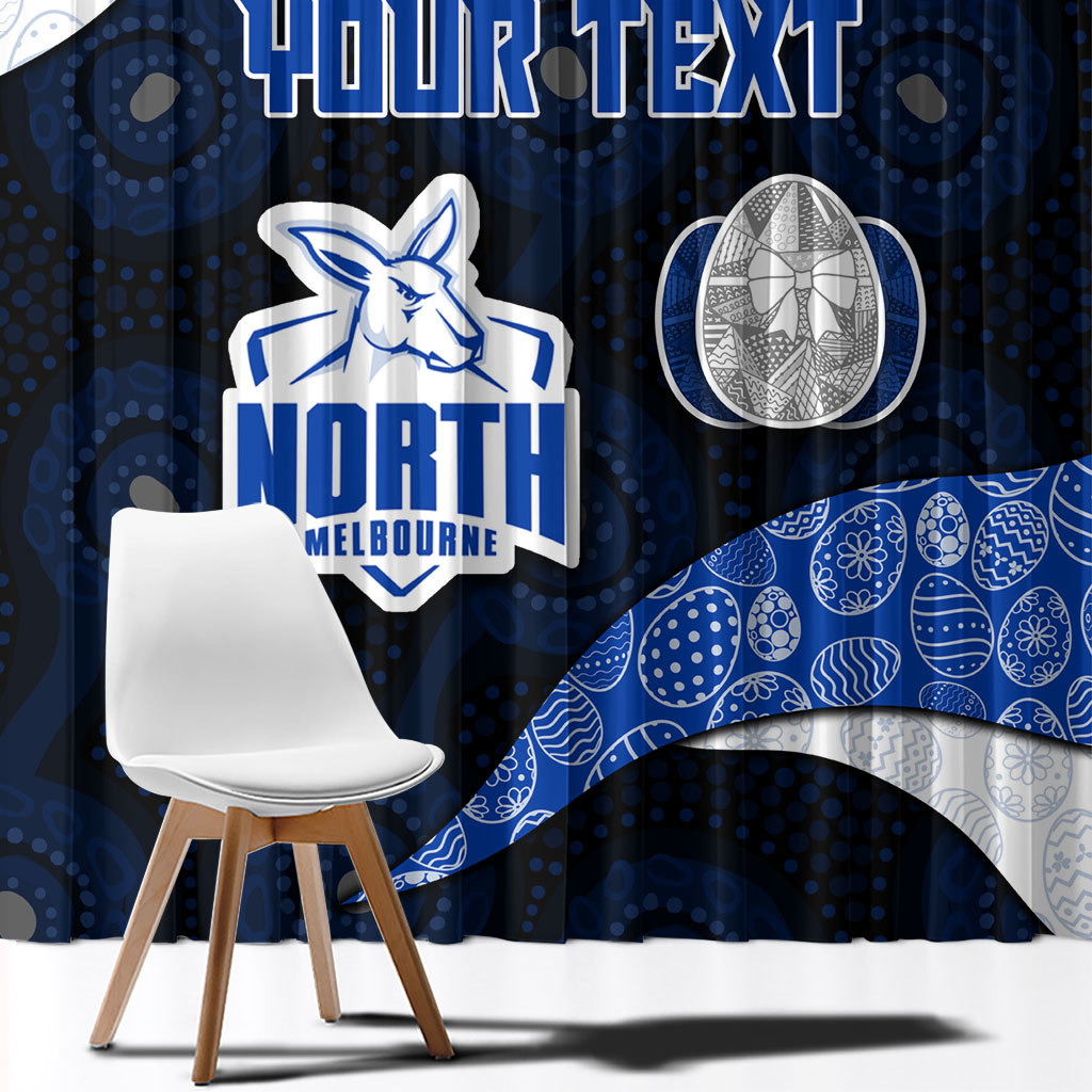 Personalized North Melbourne Football Window Curtain Easter Egg Pattern Blue White Tribal Dot Art Style