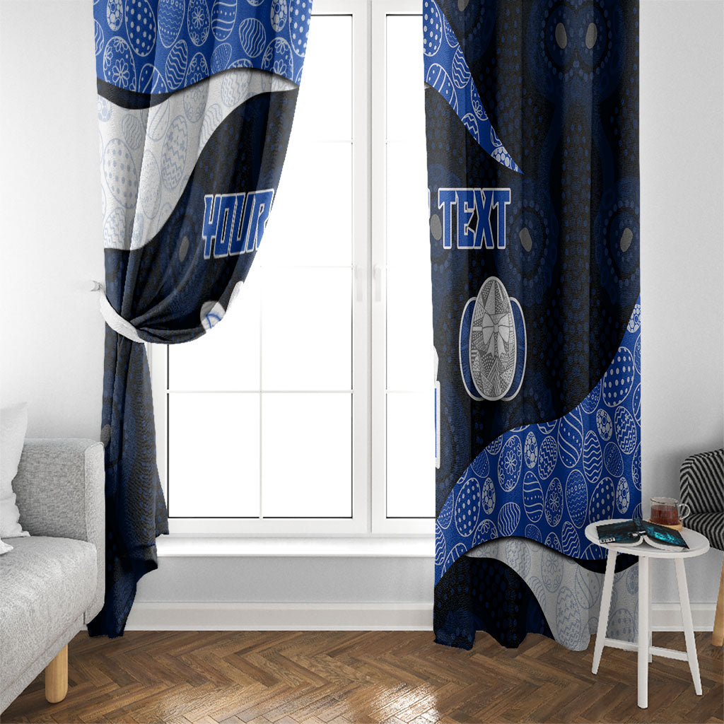 Personalized North Melbourne Football Window Curtain Easter Egg Pattern Blue White Tribal Dot Art Style
