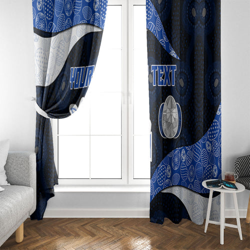 Personalized North Melbourne Football Window Curtain Easter Egg Pattern Blue White Tribal Dot Art Style