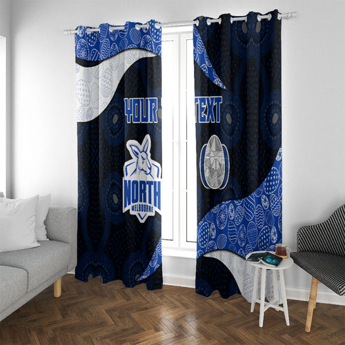 Personalized North Melbourne Football Window Curtain Easter Egg Pattern Blue White Tribal Dot Art Style