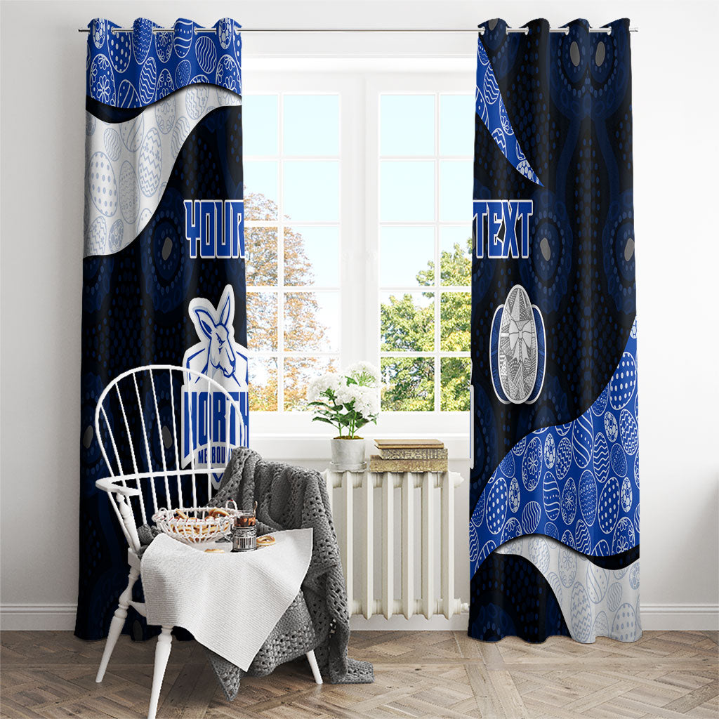 Personalized North Melbourne Football Window Curtain Easter Egg Pattern Blue White Tribal Dot Art Style