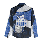 Personalized North Melbourne Football Women Casual Shirt Easter Egg Pattern Blue White Tribal Dot Art Style