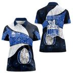 Personalized North Melbourne Football Women Polo Shirt Easter Egg Pattern Blue White Tribal Dot Art Style