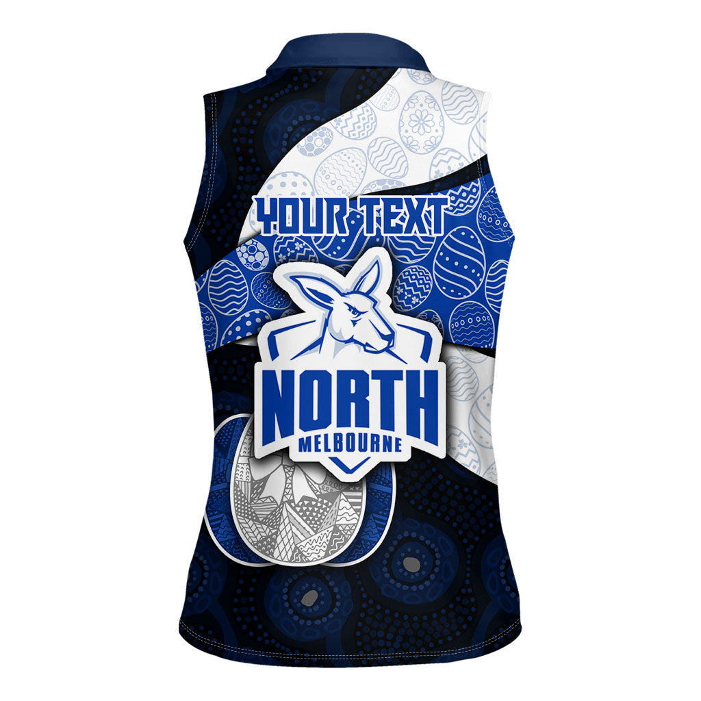 Personalized North Melbourne Football Women Sleeveless Polo Shirt Easter Egg Pattern Blue White Tribal Dot Art Style