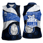 Personalized North Melbourne Football Women Sleeveless Polo Shirt Easter Egg Pattern Blue White Tribal Dot Art Style